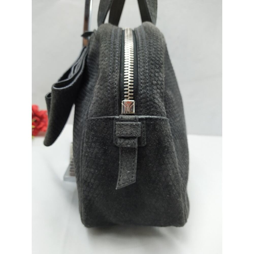 Yves Saint Laurent Obi Bowler Gray Suede Top Handle Satchel Bag With Wallet - Picture 5 of 16
